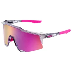100% Lunettes De Soleil 100 % Speedcraft Polished Translucent Grey Purple Multilayer Mirror Lens